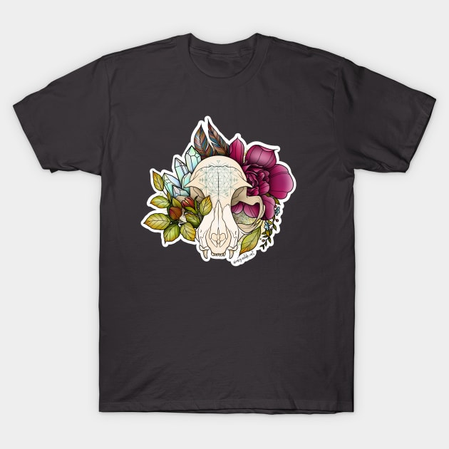 Cat Skull Tattoo Design T-Shirt by @meg.wilde.art